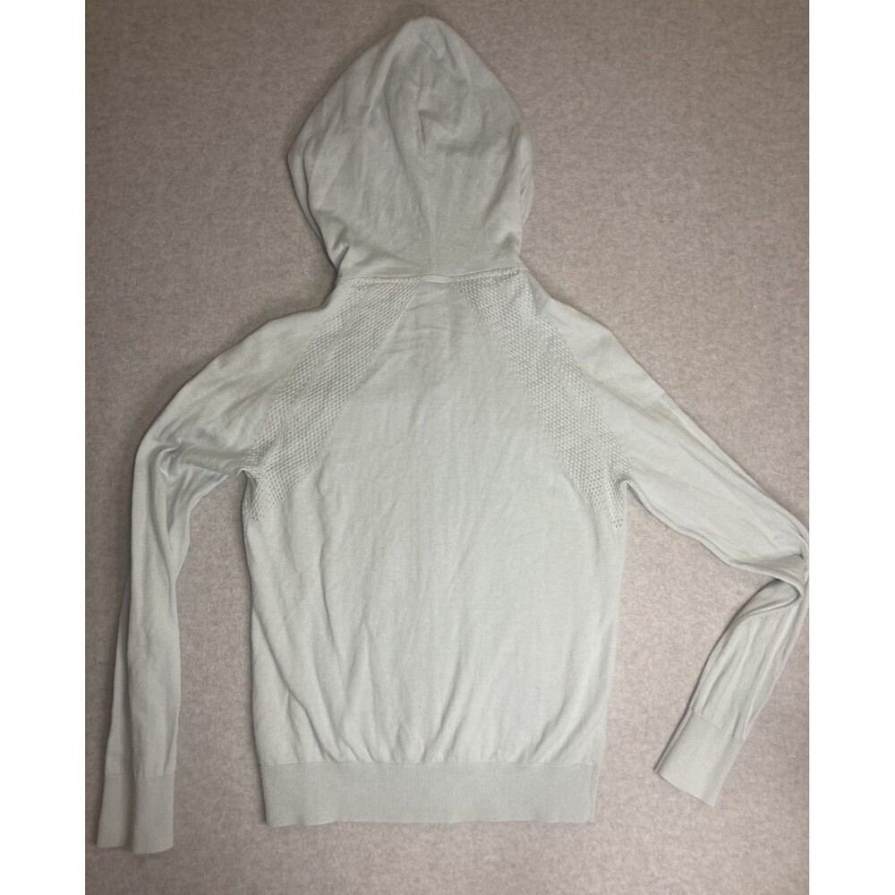 Stio W Sz M Full Zip Sweater Knit Hoodie Cotton Wool Blend Teal Light Blue - Picture 7 of 13